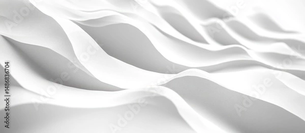 Fototapeta Abstract white wavy fabric texture background.