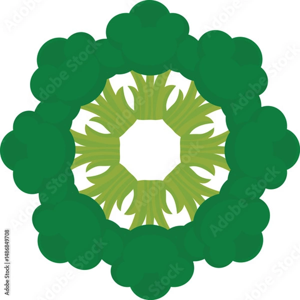 Fototapeta Broccoli, vegetable theme, for backgrounds and textures, circular border, frame.