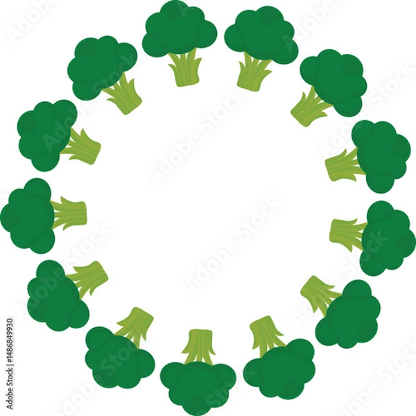 Fototapeta Broccoli, vegetable theme, for backgrounds and textures, circular border, frame.