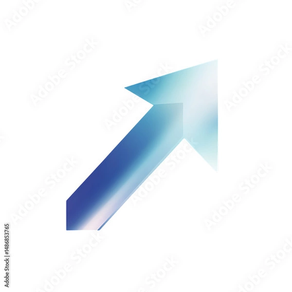Fototapeta Sleek Arrow with Smooth Gradient Transitions in Icy Isolated on Transparent Background