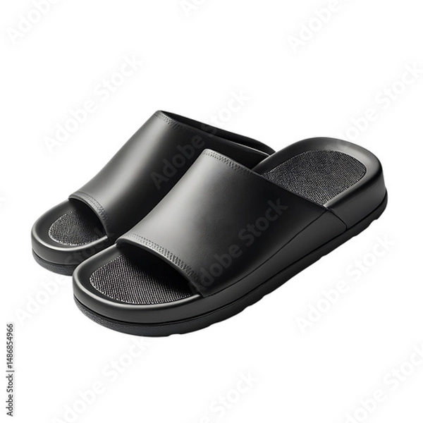 Fototapeta Sleek Slip On Sandals with an Ultra Minimalist Desi Isolated on Transparent Background
