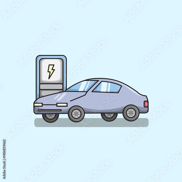 Obraz Electric Car Vector Illustration for technology automotive design smart city concept and environmental campaigns Scalable and editable for digital or print use