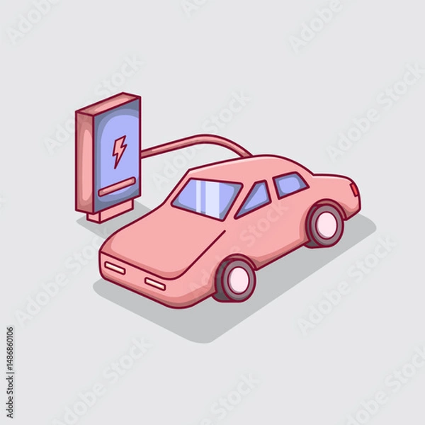Obraz Electric Car Vector Illustration for technology automotive design smart city concept and environmental campaigns Scalable and editable for digital or print use