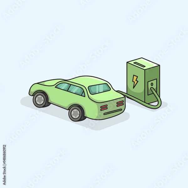Obraz Electric Car Vector Illustration for technology automotive design smart city concept and environmental campaigns Scalable and editable for digital or print use