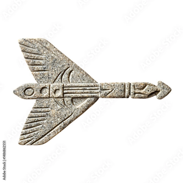 Fototapeta A Stone Arrow with Mississippian Birdman Glyphs Nat Isolated on Transparent Background