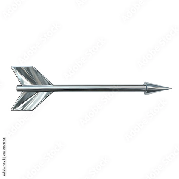 Fototapeta Sleek Arrow with a Reflective Finish in Metallic Silver Isolated on Transparent Background