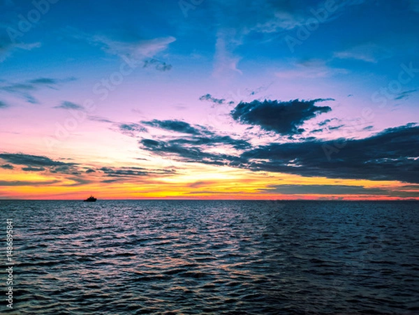 Fototapeta Photo of open sea view at sunset