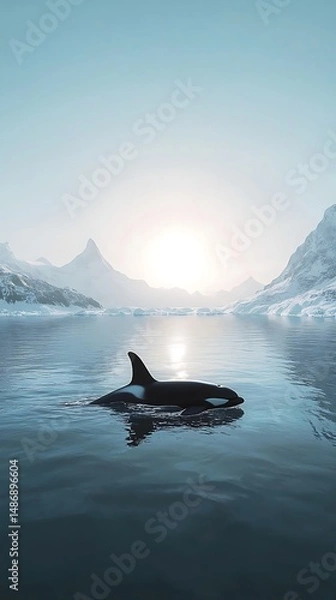 Fototapeta Orca in arctic landscape