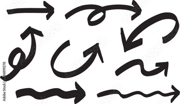 Fototapeta シンプル手描き太め矢印セットベクター