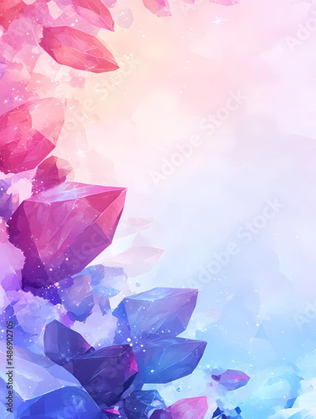 Fototapeta Dreamy pastel crystals sparkle against a soft, ethereal background. A magical, whimsical scene.