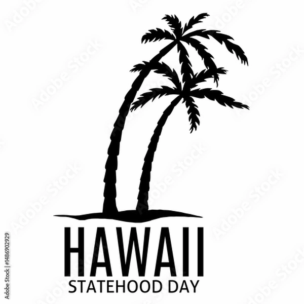 Obraz Ilustrasi vektor hari negara bagian Hawaii, dengan pohon palem