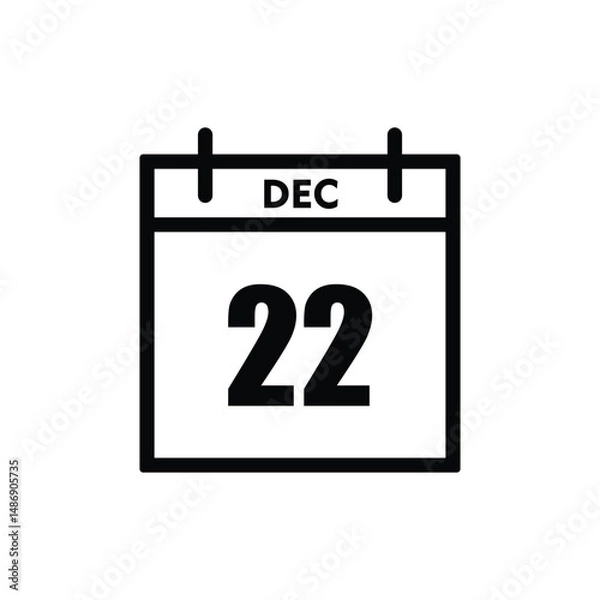 Fototapeta calender icon, 22 december icon with white background