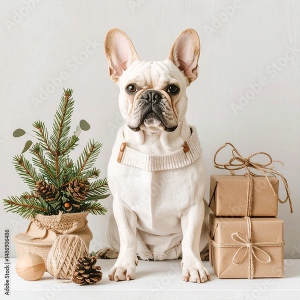 Obraz French Bulldog in scandinavian theme