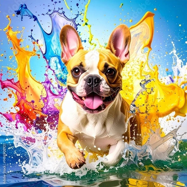 Obraz French Bulldog in splash images theme