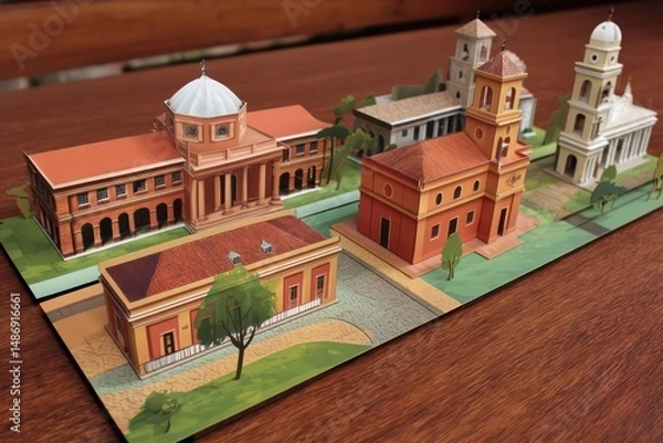 Fototapeta Standee mockup for historic site promotions, promoting tourism and local heritage with vibrant display.