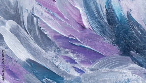 Fototapeta Silver, lavender, and navy blue strokes form a smooth abstract design with rich, vibrant colors.