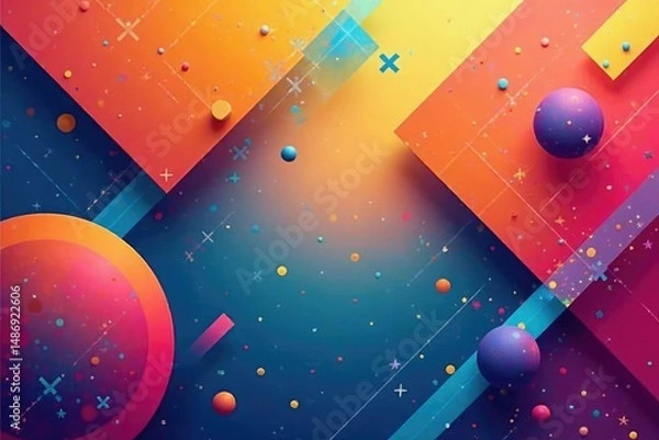 Fototapeta Abstract geometric shapes in vibrant colors, creating a dynamic and modern composition , colorful background, intense