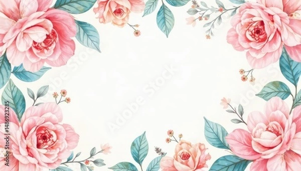 Fototapeta Delicate watercolor floral pattern, soft pastel colors, repeat, subtle