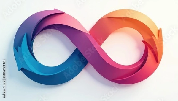 Fototapeta Abstract circular arrows graphic design, cyclical process, infinity symbol, loop concept , orange, modern