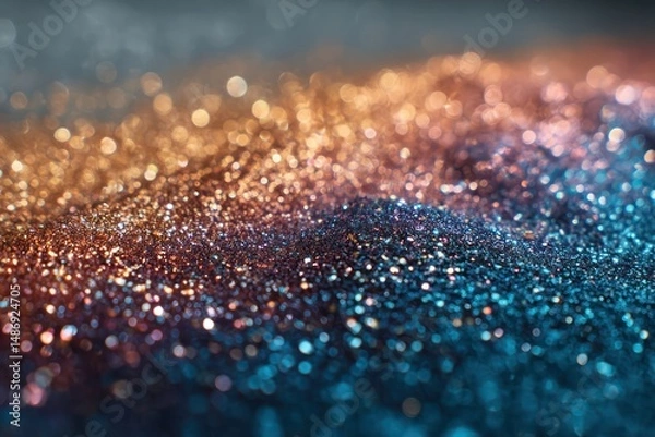 Fototapeta Glittering topaz transitioning into midnight blue, producing a luxurious, blurry gradient shift.