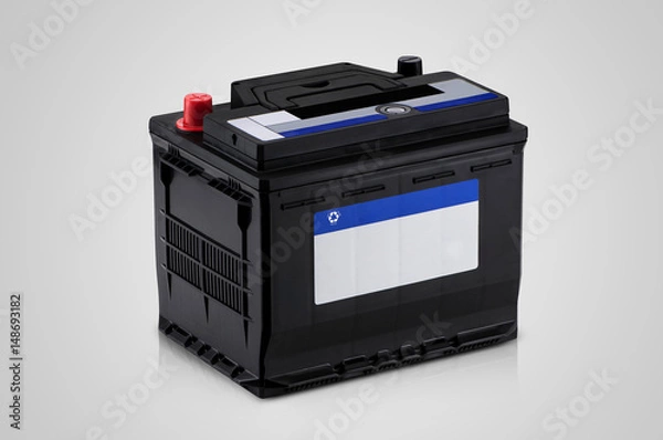 Obraz black car battery closeup on a white background