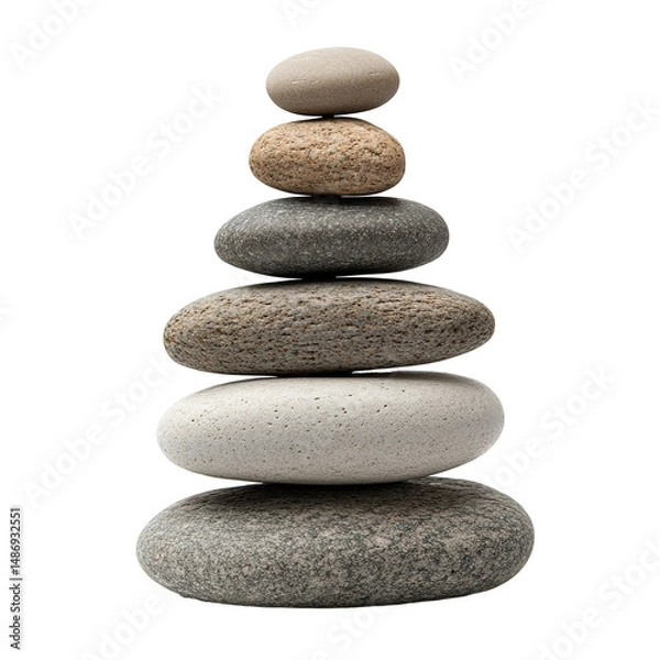 Fototapeta Sea Stone Pyramid Isolated on Transparent PNG Background. Concept of Calm, Peace, and Balance
