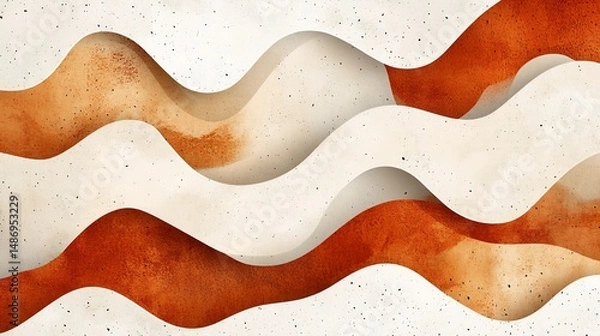 Obraz Abstract Waveform: Terracotta and Cream Hues