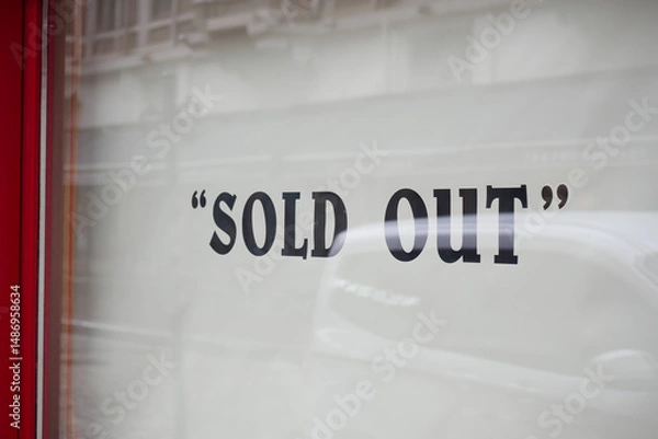 Obraz Shop display shows sold out sign on window