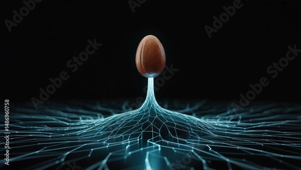 Fototapeta Abstract Egg On Glowing Network Concept