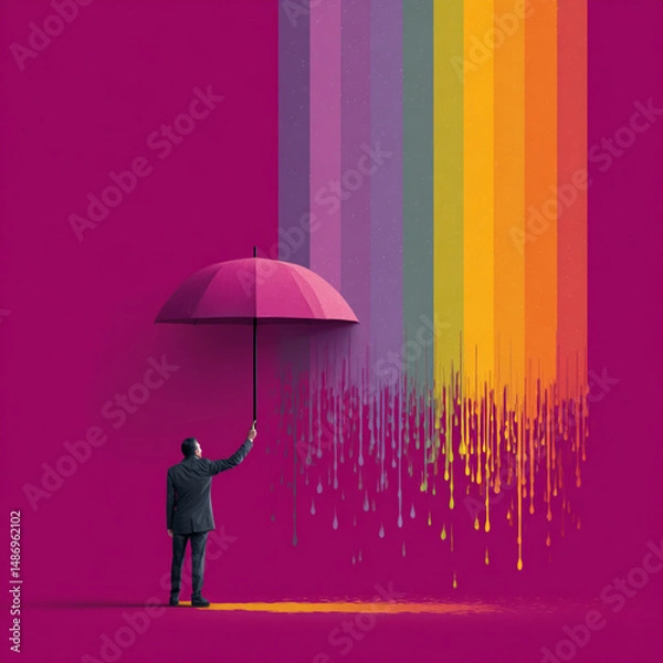 Obraz man with umbrella