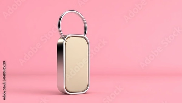 Fototapeta 3D rendered cartoon keyring mockup with blank area for adding your unique design or logo.