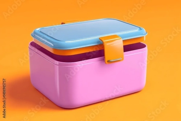 Fototapeta Customize the 3D rendered cartoon lunchbox mockup with your own logo or design in the blank area.