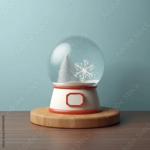 Fototapeta 3D rendered cartoon snow globe mockup with available area to place your branding or logo.