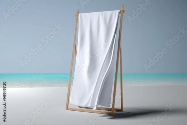 Fototapeta 3D custom beach towel mockup with a blank area for inserting your personalized branding.