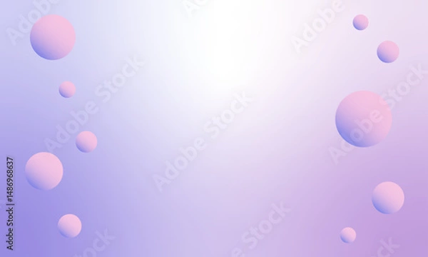 Fototapeta たくさんの球体が描かれた、やさしい紫色のグラデーション背景