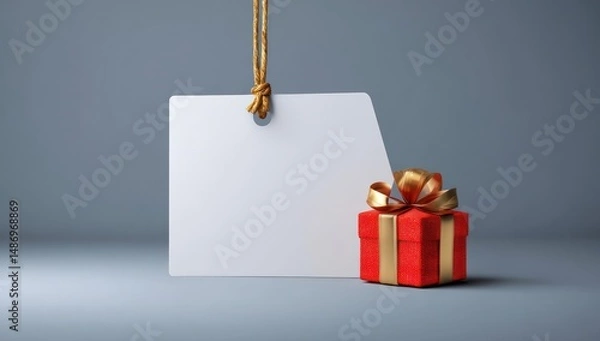 Fototapeta 3D rendered gift tag mockup with blank space for inserting your unique branding or design.