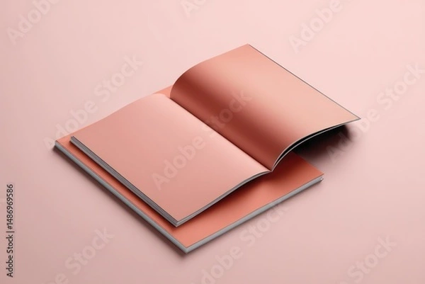 Fototapeta 3D rendered magazine mockup with customizable cover space for branding.,