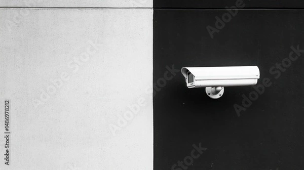 Fototapeta Security camera on bi-colored wall