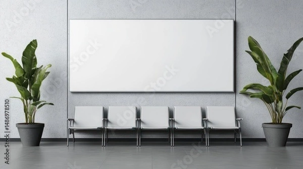 Fototapeta Empty waiting area with blank billboard