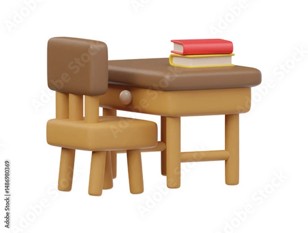 Fototapeta 3d study table icon isolated render