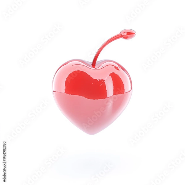 Fototapeta Floating Red Cherry with Iron Element Symbol