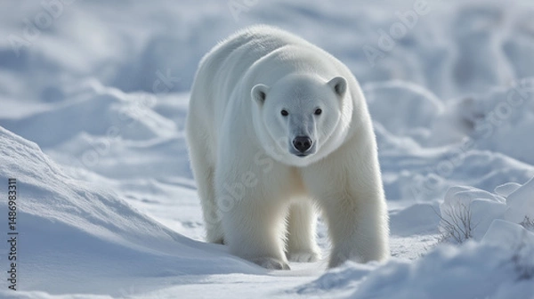 Fototapeta Polar bear on floating ice floe 