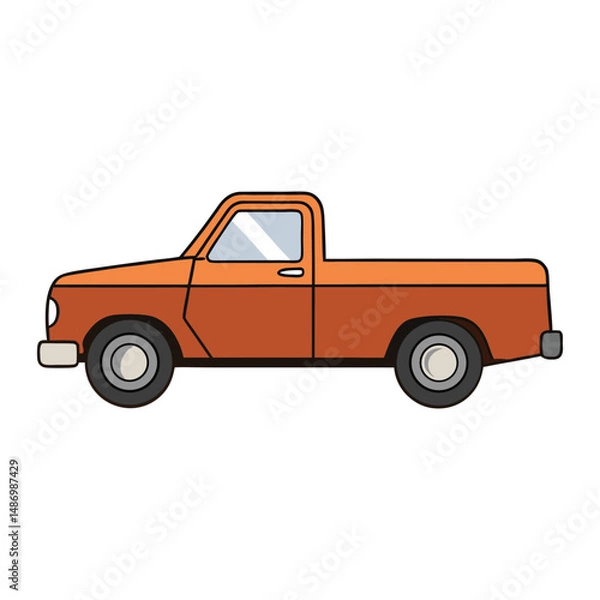 Fototapeta Side view of a pickup truck showing its rugged frame, extended cab, and open cargo bed, ideal for hauling and off-road adventures.
