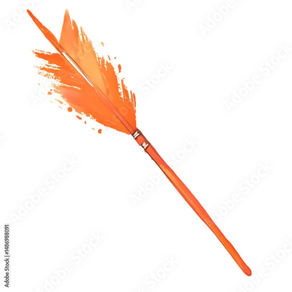 Fototapeta Artistic Arrow with Vivid Brush Strokes in Apricot Isolated on Transparent Background
