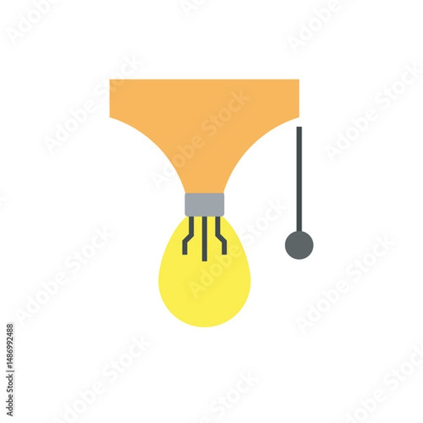 Obraz Light bulb in funnel icon vector. Funnel with light bulb and data line. Symbolizes idea filtering, decision-making process, or marketing intelligence.
