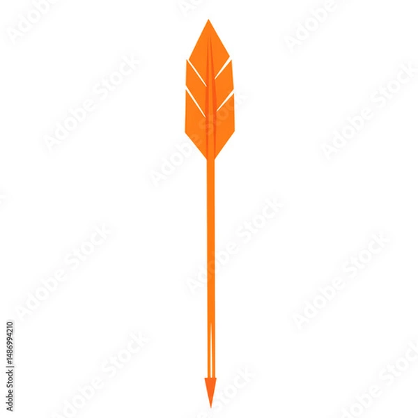 Fototapeta Modern Arrow with Bold Clean Lines in Vibrant Tangerine Isolated on Transparent Background