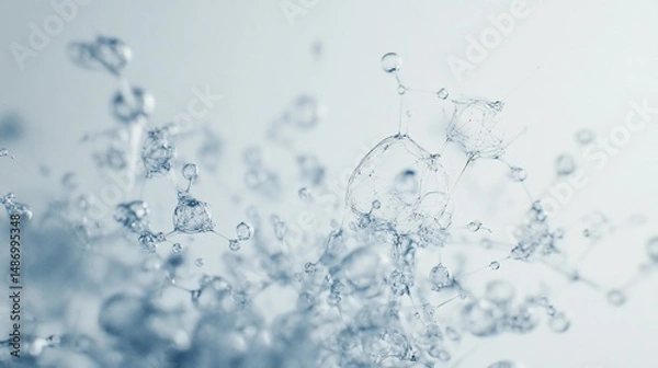 Fototapeta Abstract Water Molecule Network: Crystalline Structure
