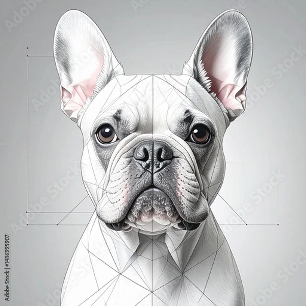 Obraz French Bulldog in geometric pen technique