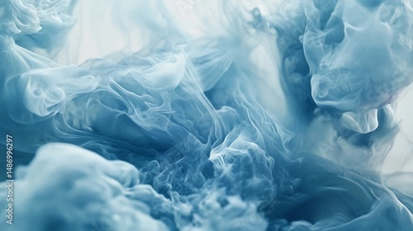 Fototapeta Ethereal Blue Smoke Swirls Creating a Dreamlike Abstract Atmosphere
