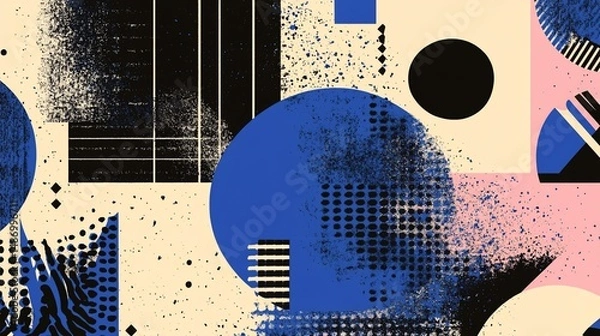 Fototapeta Abstract geometric background with grungy textures and modern color palette
